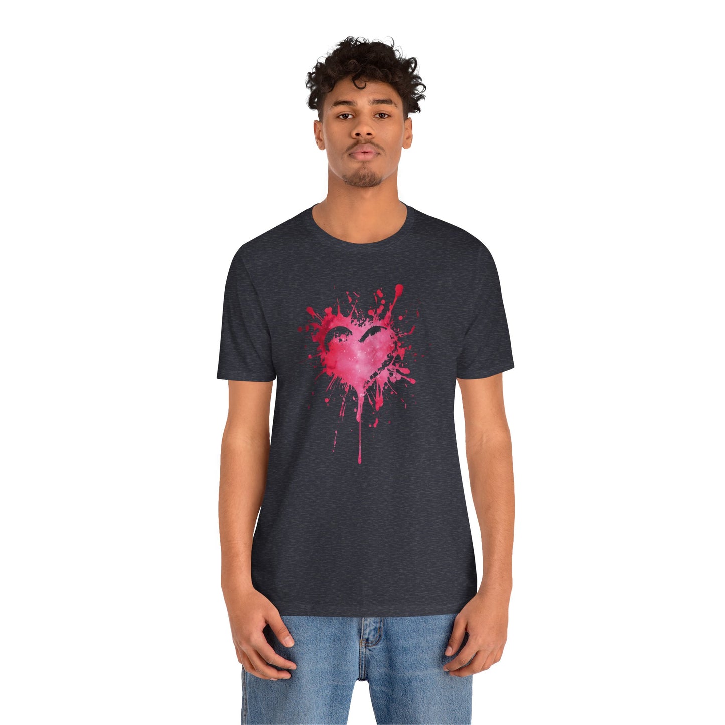 Heart Paint Splash T‑Shirt — Watercolor Pink Heart Graphic Tee