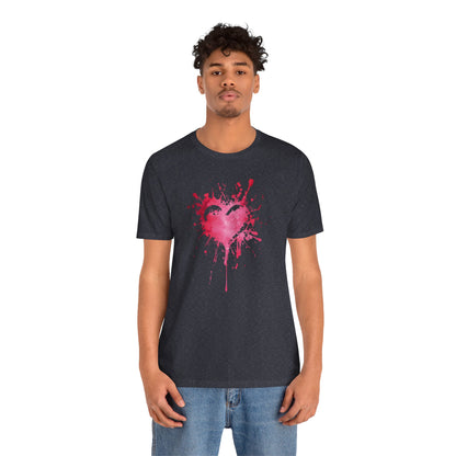 Heart Paint Splash T‑Shirt — Watercolor Pink Heart Graphic Tee