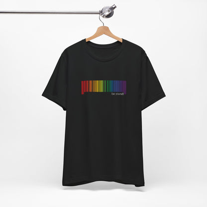 Rainbow Barcode T-Shirt — Minimal Pride Graphic Tee
