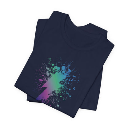 Lightning Bolt Paint-Splash T-Shirt — Colorful Graffiti Graphic Tee
