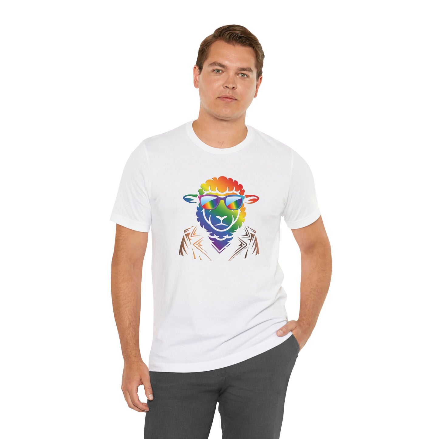 Cool Rainbow Sheep T-Shirt — Retro Sunglasses Lamb Graphic Tee