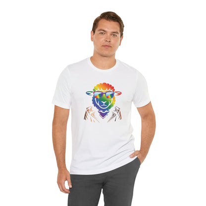 Cool Rainbow Sheep T-Shirt — Retro Sunglasses Lamb Graphic Tee
