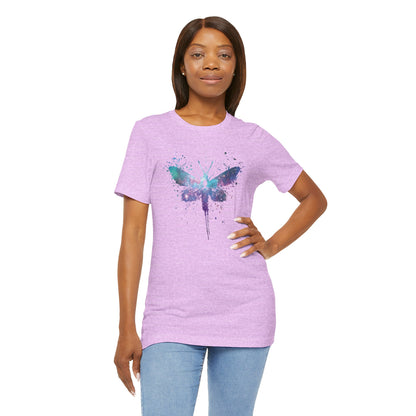 Galaxy Moth Graphic Tee - Watercolor Splatter Butterfly T-Shirt