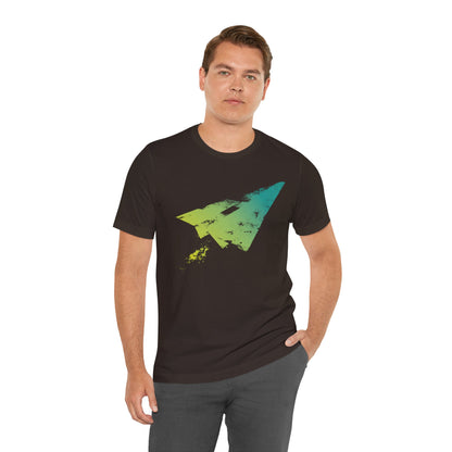 Paper Airplane Graphic Tee — Green Gradient Flight T‑Shirt