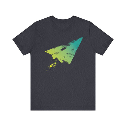 Paper Airplane Graphic Tee — Green Gradient Flight T‑Shirt