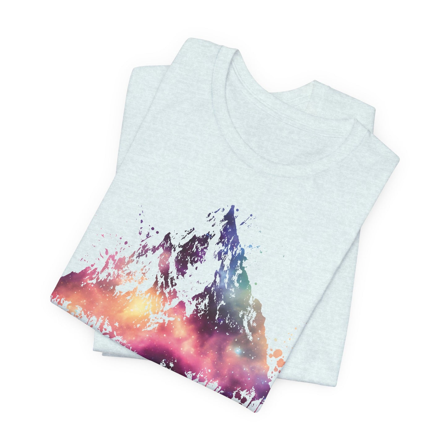Space Mountain Watercolor Tee — Colorful Drip Peak Graphic T-Shirt