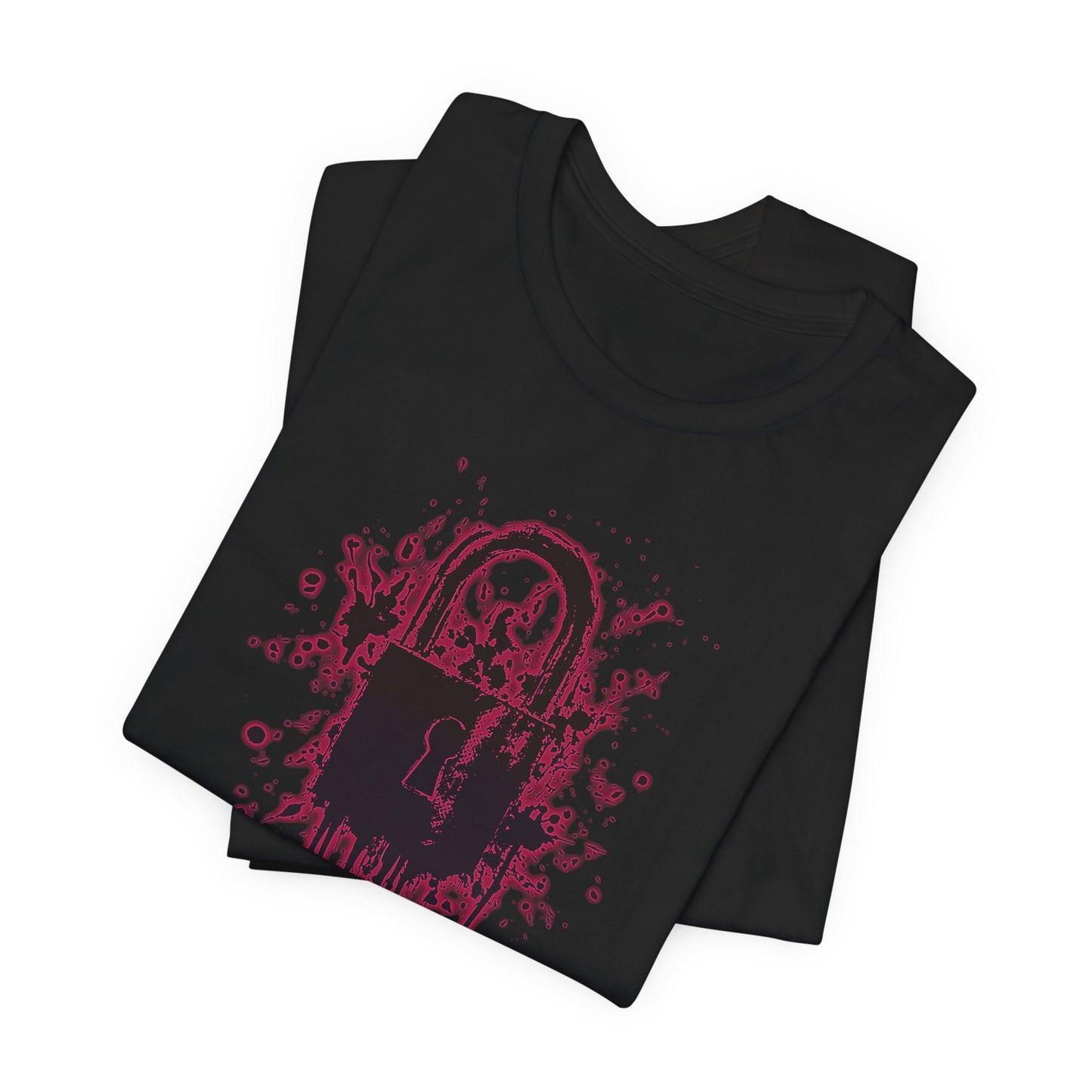 Locked Up Graphic Tee — Dark Splatter Lock Design