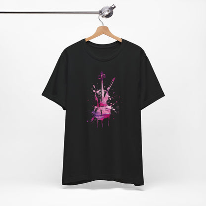 T-Shirt — Pink Watercolor Violin/Cello Graphic Tee