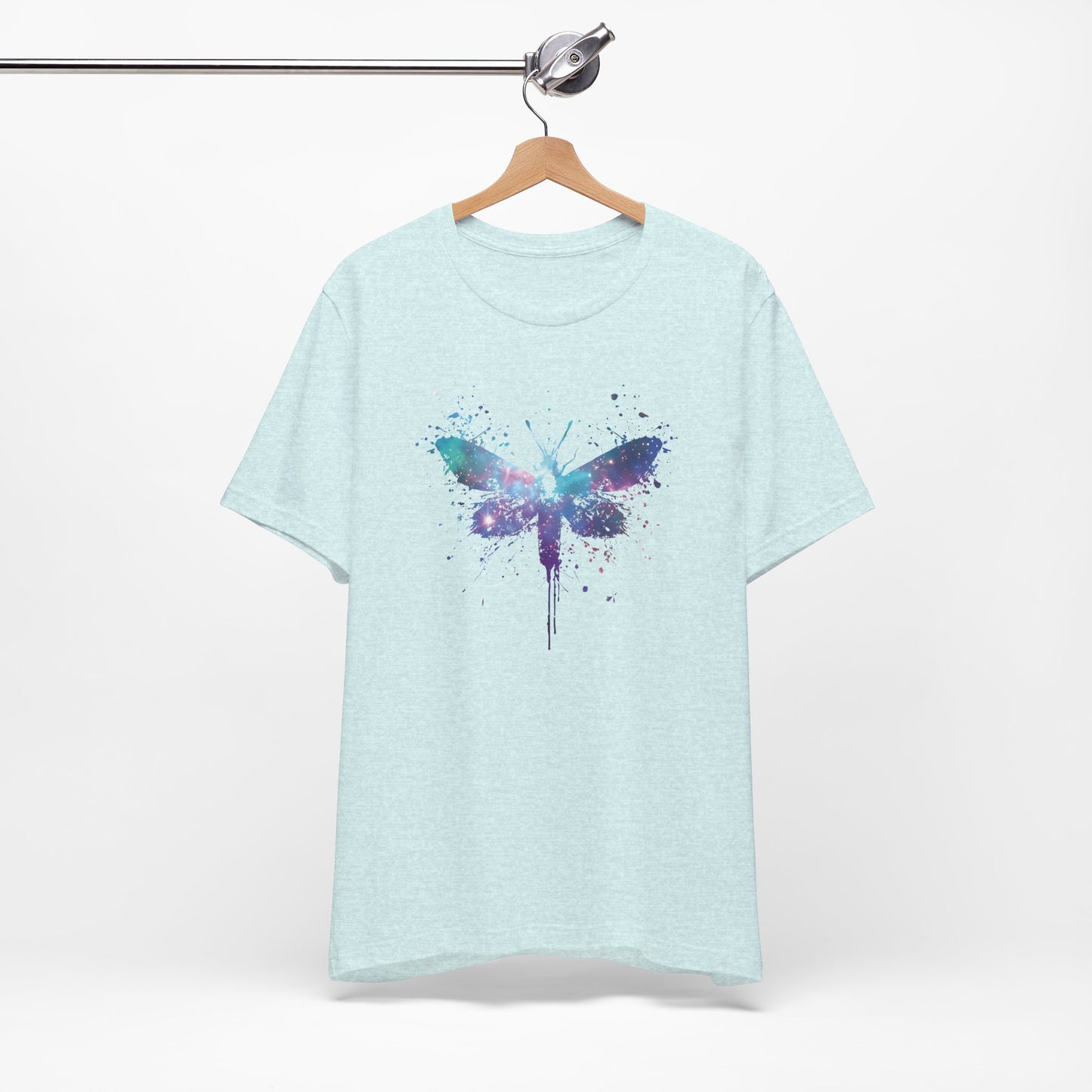 Galaxy Moth Graphic Tee - Watercolor Splatter Butterfly T-Shirt