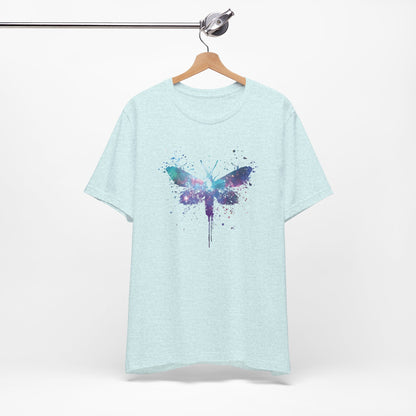 Galaxy Moth Graphic Tee - Watercolor Splatter Butterfly T-Shirt