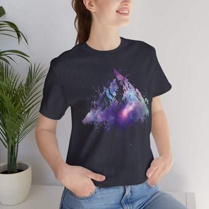 Space Mountain Watercolor Tee — Colorful Drip Peak Graphic T-Shirt