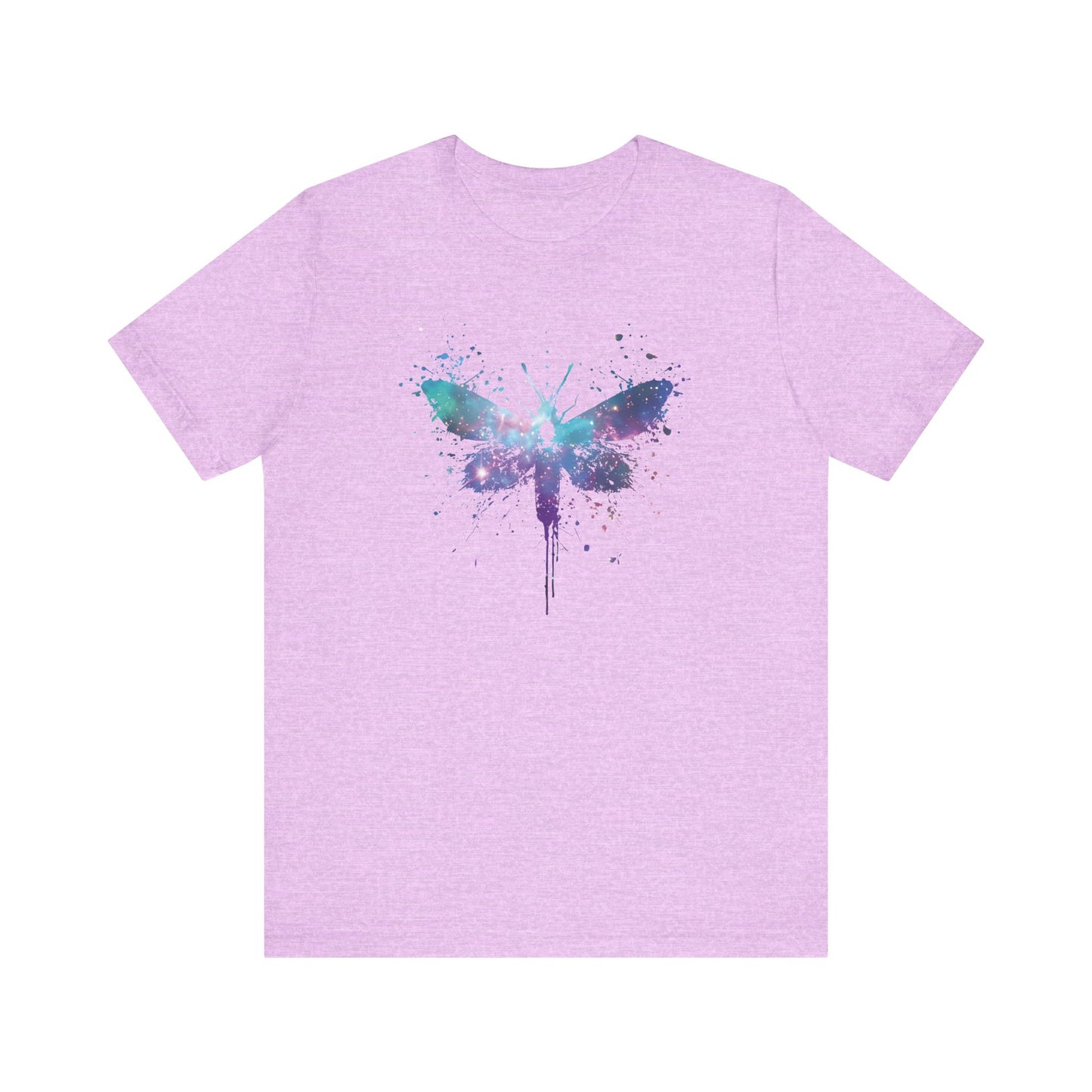 Galaxy Moth Graphic Tee - Watercolor Splatter Butterfly T-Shirt