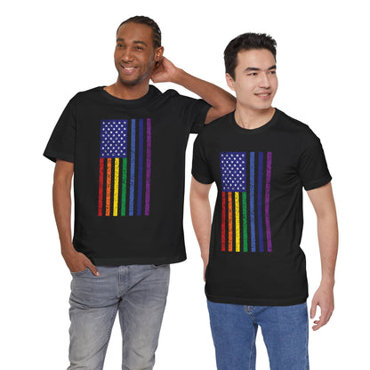 LGBTQ+ Distressed American Flag T-Shirt
