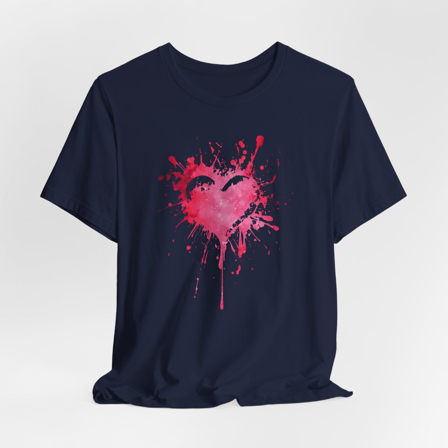 Heart Paint Splash T‑Shirt — Watercolor Pink Heart Graphic Tee