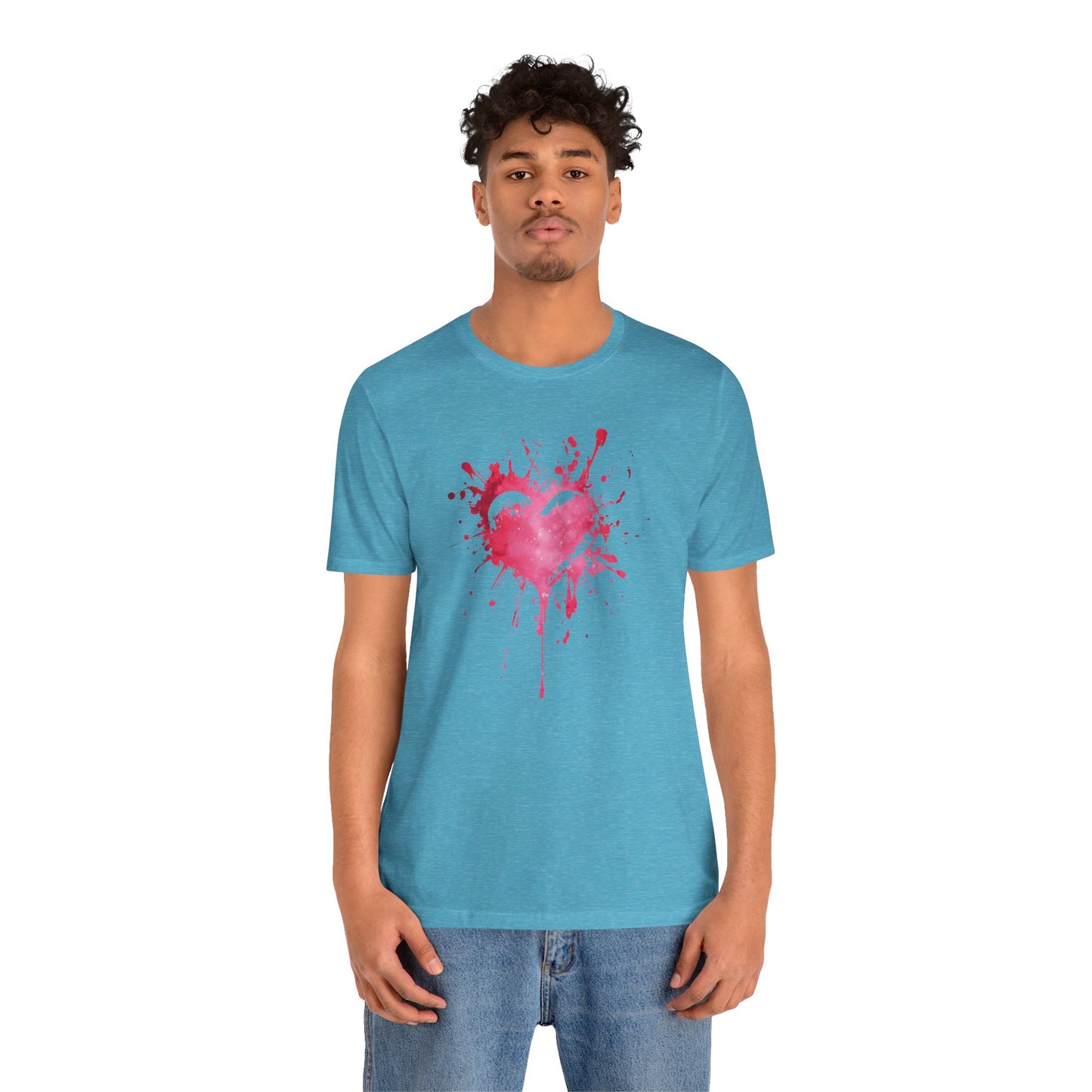 Heart Paint Splash T‑Shirt — Watercolor Pink Heart Graphic Tee