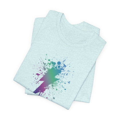 Lightning Bolt Paint-Splash T-Shirt — Colorful Graffiti Graphic Tee