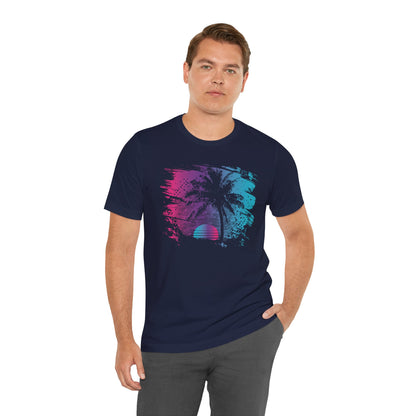 Retro Palm Sunset Tee — Vintage Beach Palm Tree T-Shirt