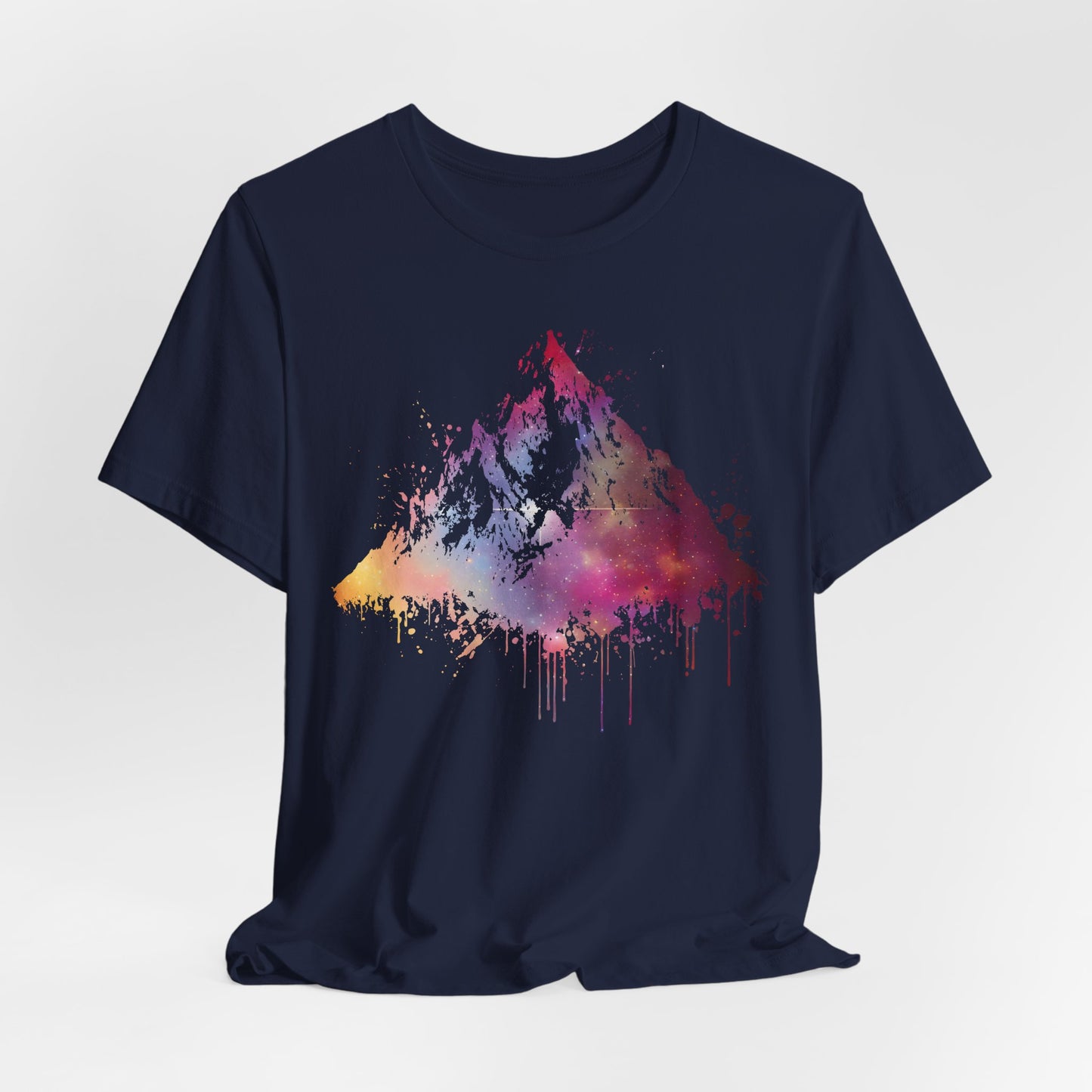 Space Mountain Watercolor Tee — Colorful Drip Peak Graphic T-Shirt