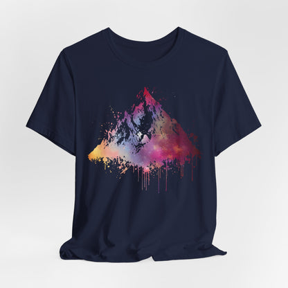 Space Mountain Watercolor Tee — Colorful Drip Peak Graphic T-Shirt