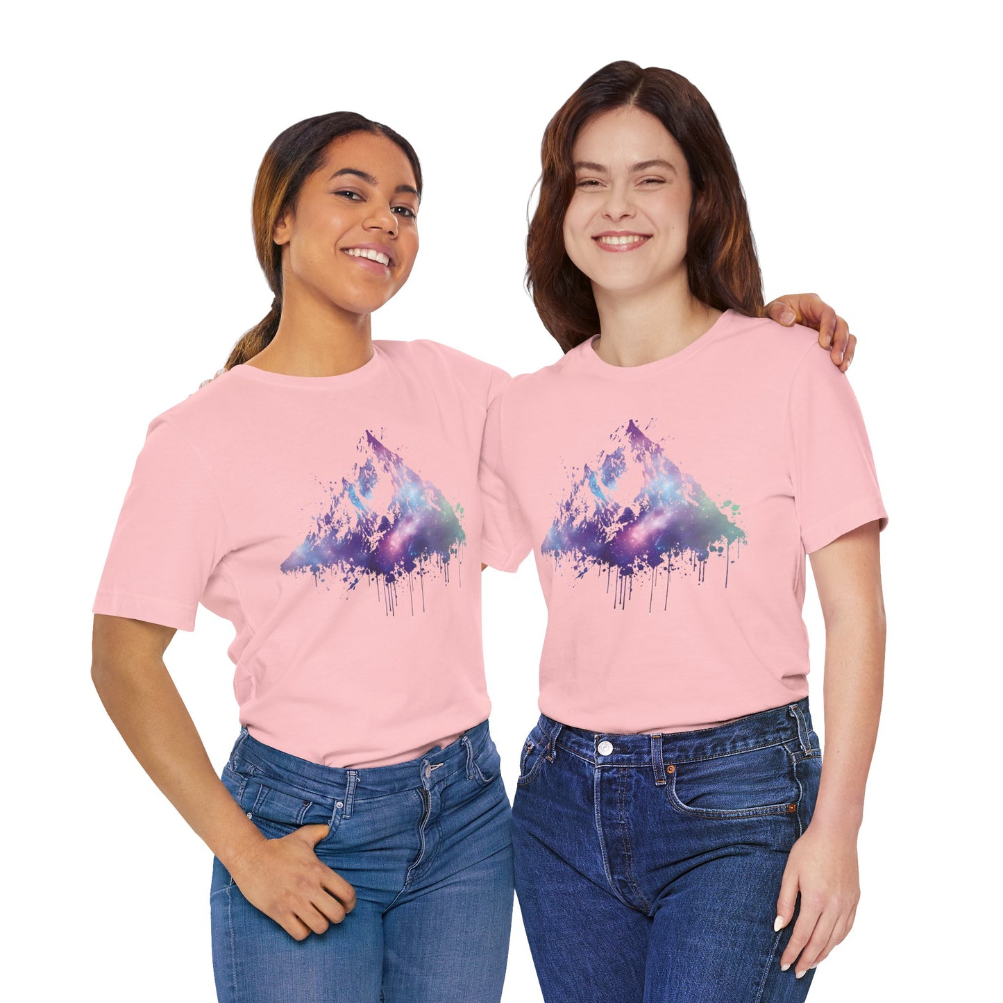 Space Mountain Watercolor Tee — Colorful Drip Peak Graphic T-Shirt