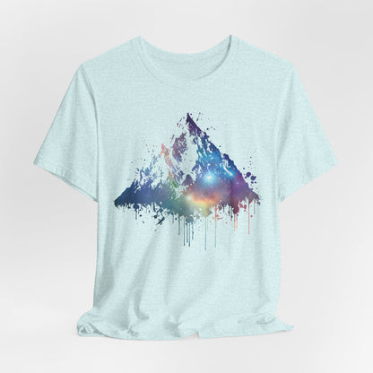 Space Mountain Watercolor Tee — Colorful Drip Peak Graphic T-Shirt