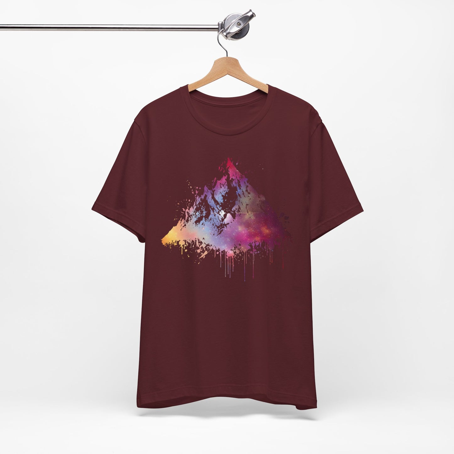 Space Mountain Watercolor Tee — Colorful Drip Peak Graphic T-Shirt