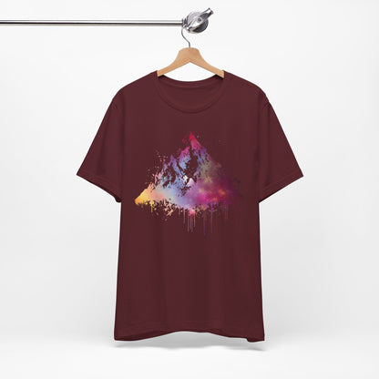 Space Mountain Watercolor Tee — Colorful Drip Peak Graphic T-Shirt