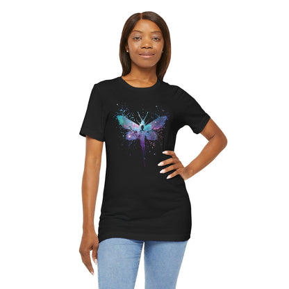 Galaxy Moth Graphic Tee - Watercolor Splatter Butterfly T-Shirt