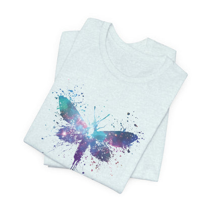 Galaxy Moth Graphic Tee - Watercolor Splatter Butterfly T-Shirt
