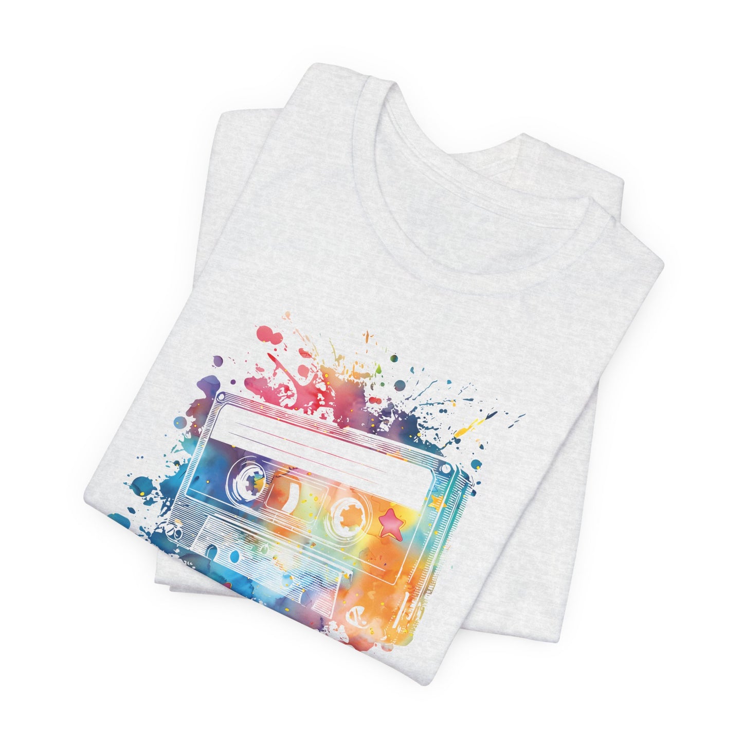 Retro Watercolor Cassette Tape T-Shirt — Vintage Music Tee