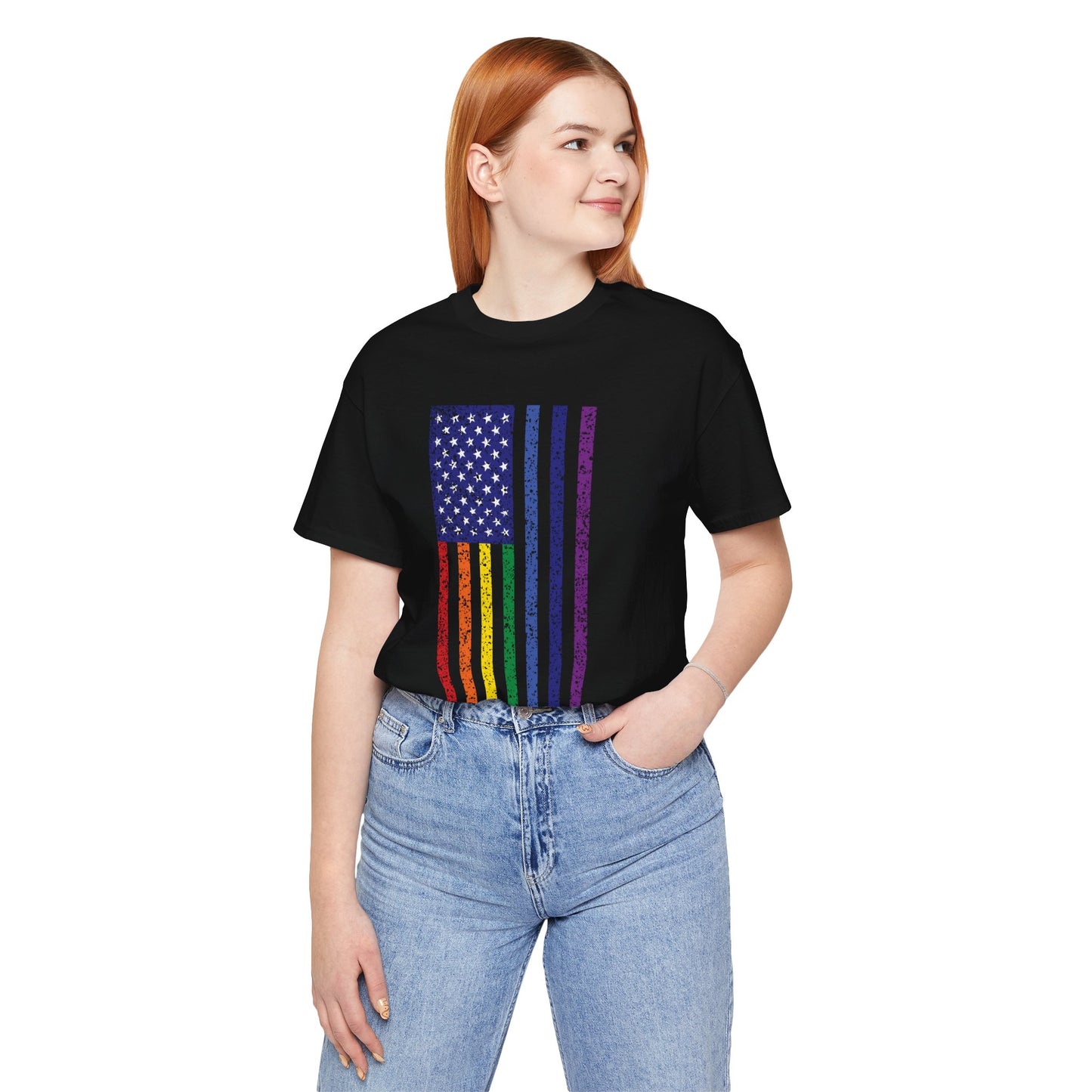 LGBTQ+ Distressed American Flag T-Shirt