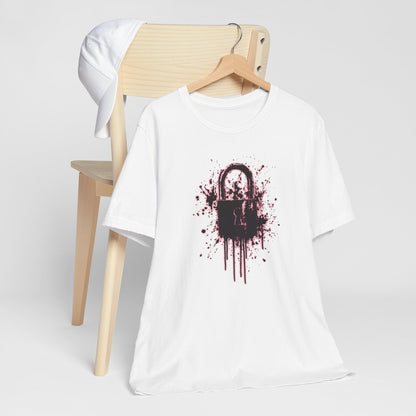 Locked Up Graphic Tee — Dark Splatter Lock Design