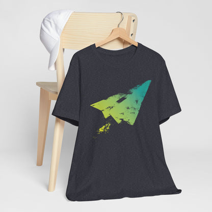 Paper Airplane Graphic Tee — Green Gradient Flight T‑Shirt