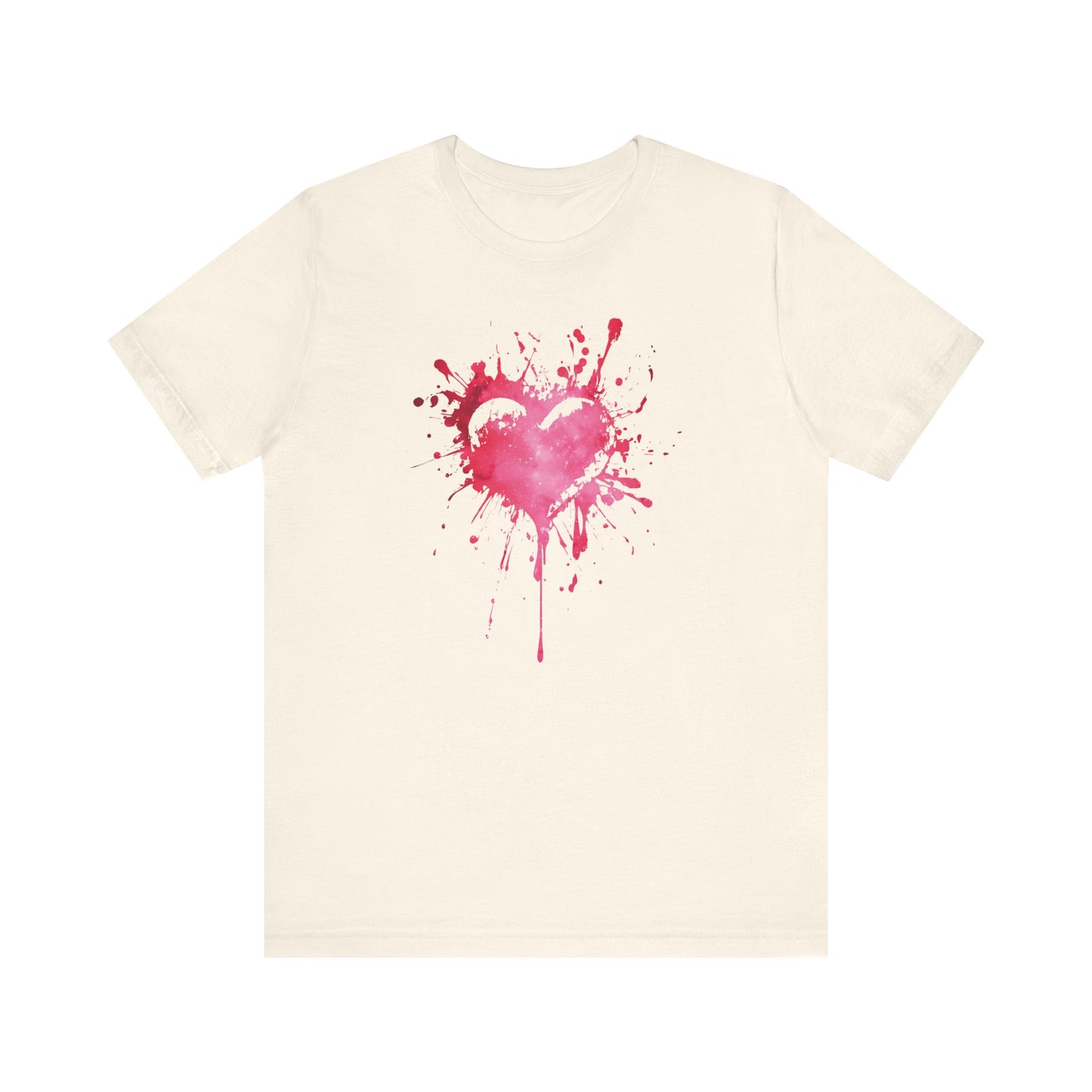 Heart Paint Splash T‑Shirt — Watercolor Pink Heart Graphic Tee