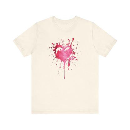 Heart Paint Splash T‑Shirt — Watercolor Pink Heart Graphic Tee