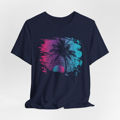 Retro Palm Sunset Tee — Vintage Beach Palm Tree T-Shirt