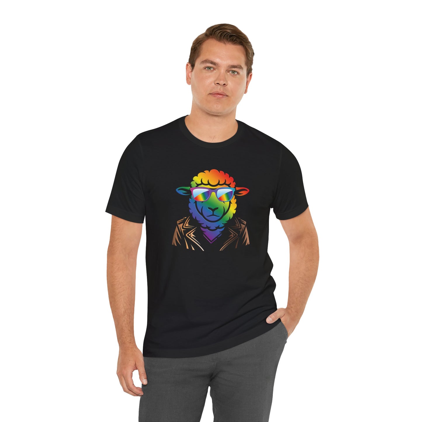Cool Rainbow Sheep T-Shirt — Retro Sunglasses Lamb Graphic Tee