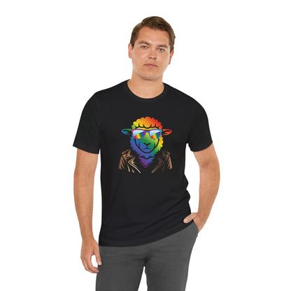 Cool Rainbow Sheep T-Shirt — Retro Sunglasses Lamb Graphic Tee
