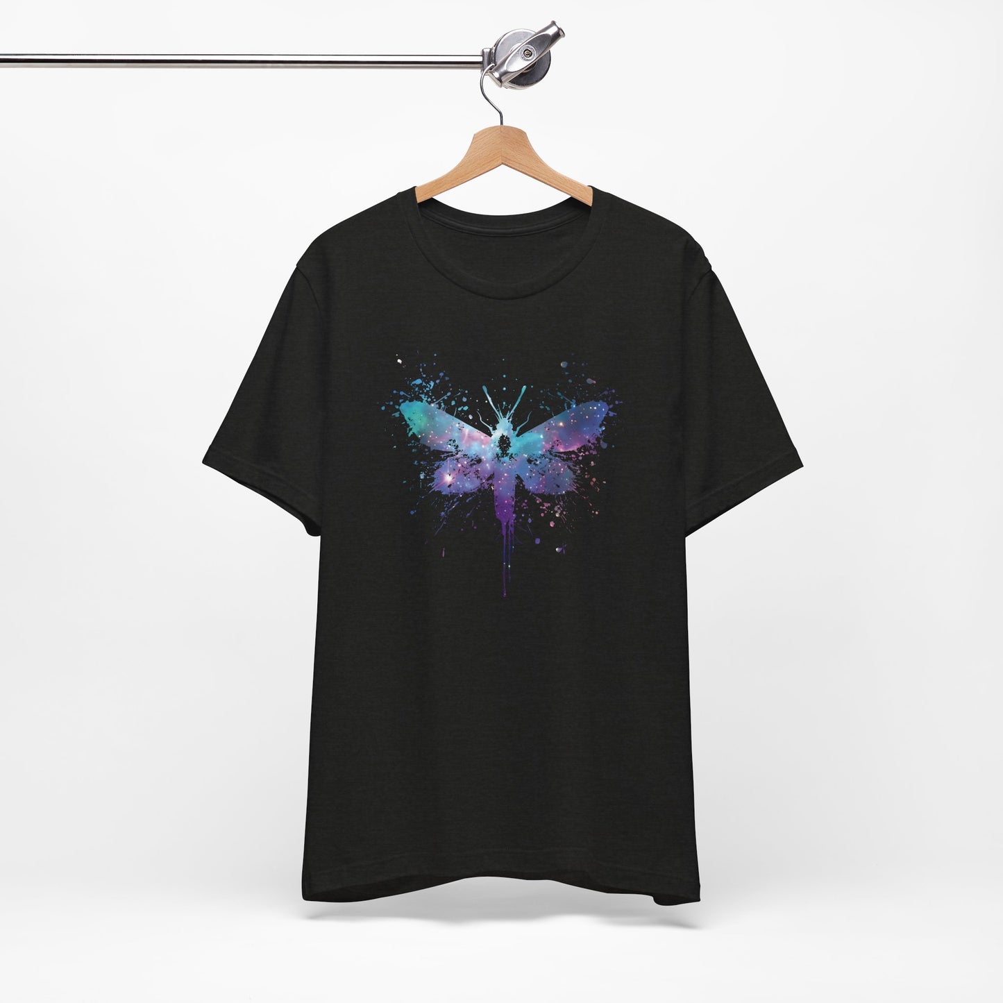 Galaxy Moth Graphic Tee - Watercolor Splatter Butterfly T-Shirt