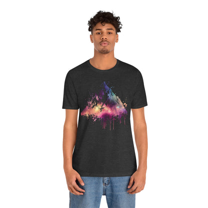 Space Mountain Watercolor Tee — Colorful Drip Peak Graphic T-Shirt