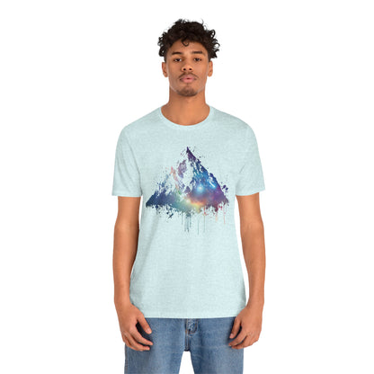 Space Mountain Watercolor Tee — Colorful Drip Peak Graphic T-Shirt