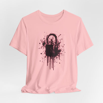 Locked Up Graphic Tee — Dark Splatter Lock Design