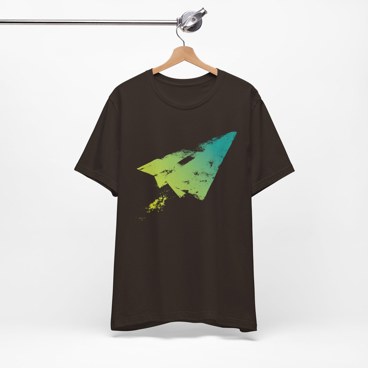 Paper Airplane Graphic Tee — Green Gradient Flight T‑Shirt