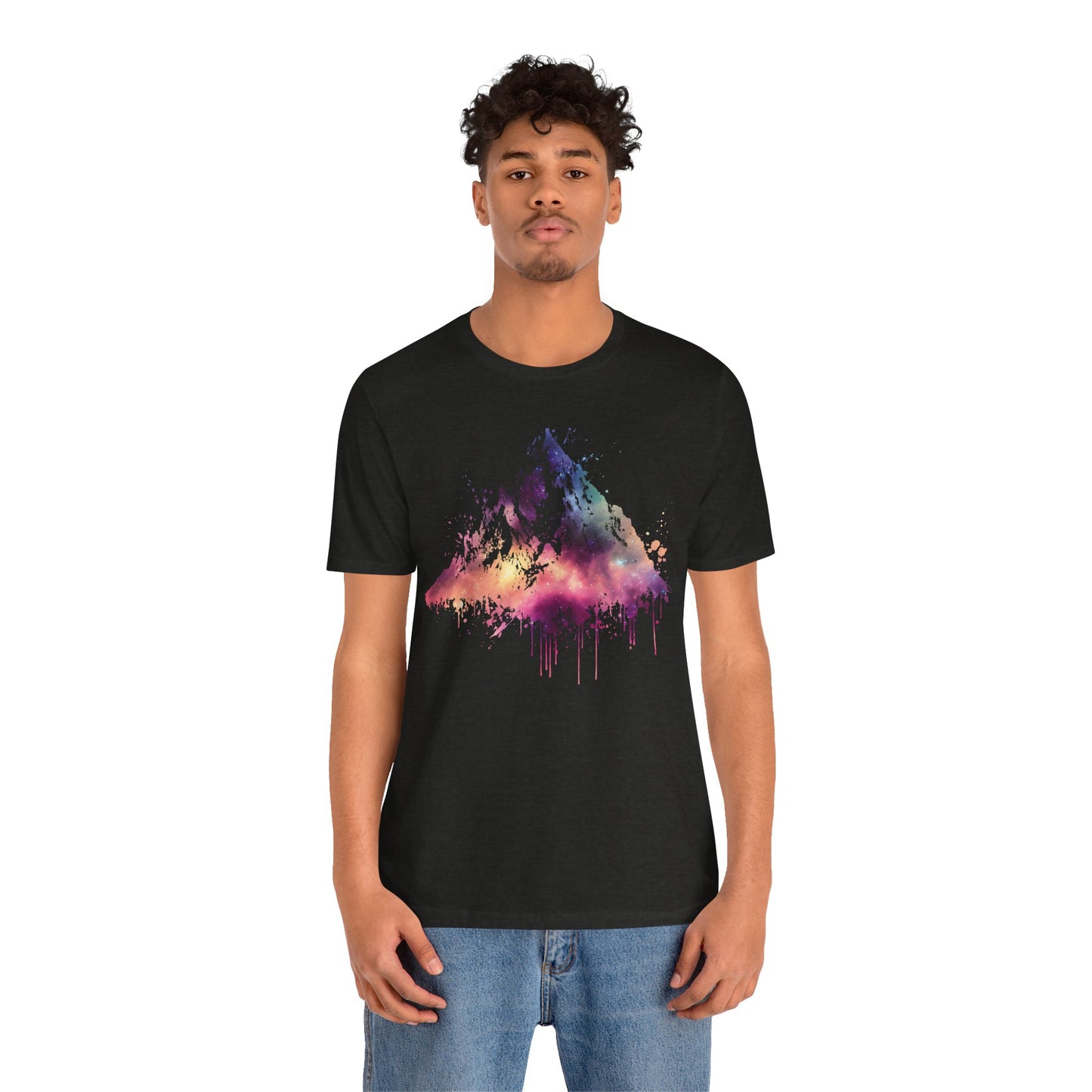 Space Mountain Watercolor Tee — Colorful Drip Peak Graphic T-Shirt