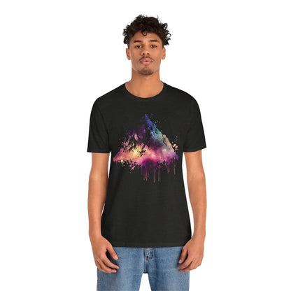 Space Mountain Watercolor Tee — Colorful Drip Peak Graphic T-Shirt
