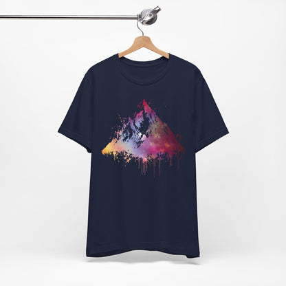 Space Mountain Watercolor Tee — Colorful Drip Peak Graphic T-Shirt