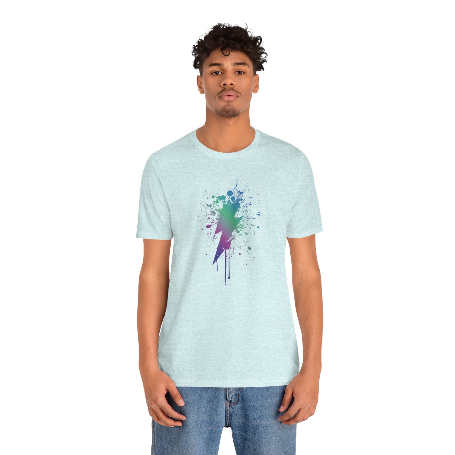 Lightning Bolt Paint-Splash T-Shirt — Colorful Graffiti Graphic Tee