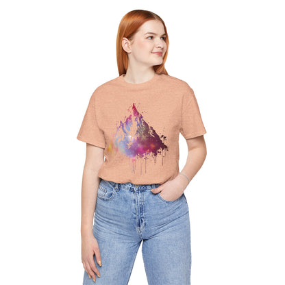 Space Mountain Watercolor Tee — Colorful Drip Peak Graphic T-Shirt