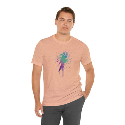 Lightning Bolt Paint-Splash T-Shirt — Colorful Graffiti Graphic Tee