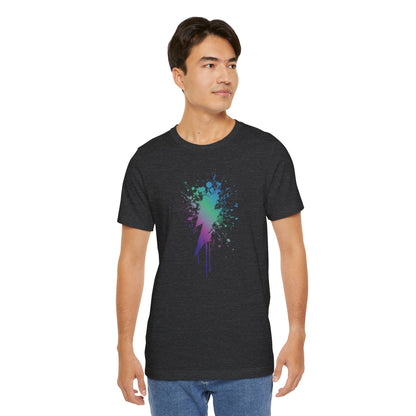 Lightning Bolt Paint-Splash T-Shirt — Colorful Graffiti Graphic Tee
